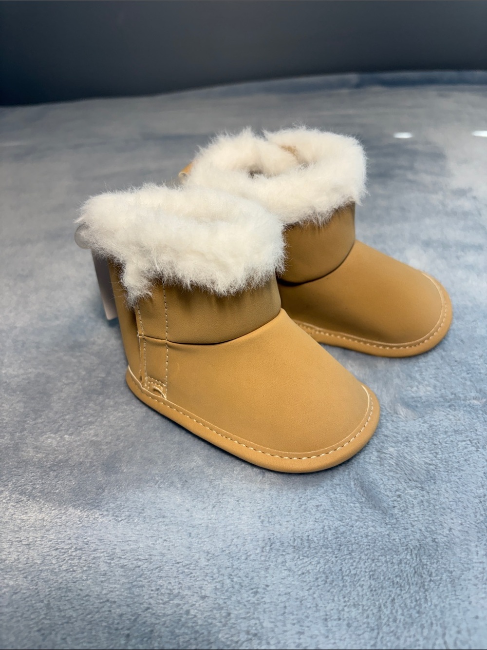 Carter's Tan Faux-Shearling Cuffed Baby Booties